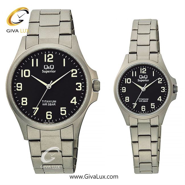 ساعت مچی اورجینال ست کیو اند کیو Q&Q نقره ای | نقره ای| مشکی| کد رفرنس زنانه: S29A-002VY، مردانه: S28A-002VY